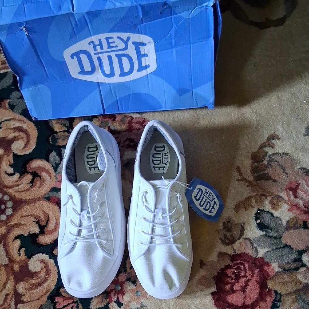 Hey Dude Classic White Lace-Up Shoes